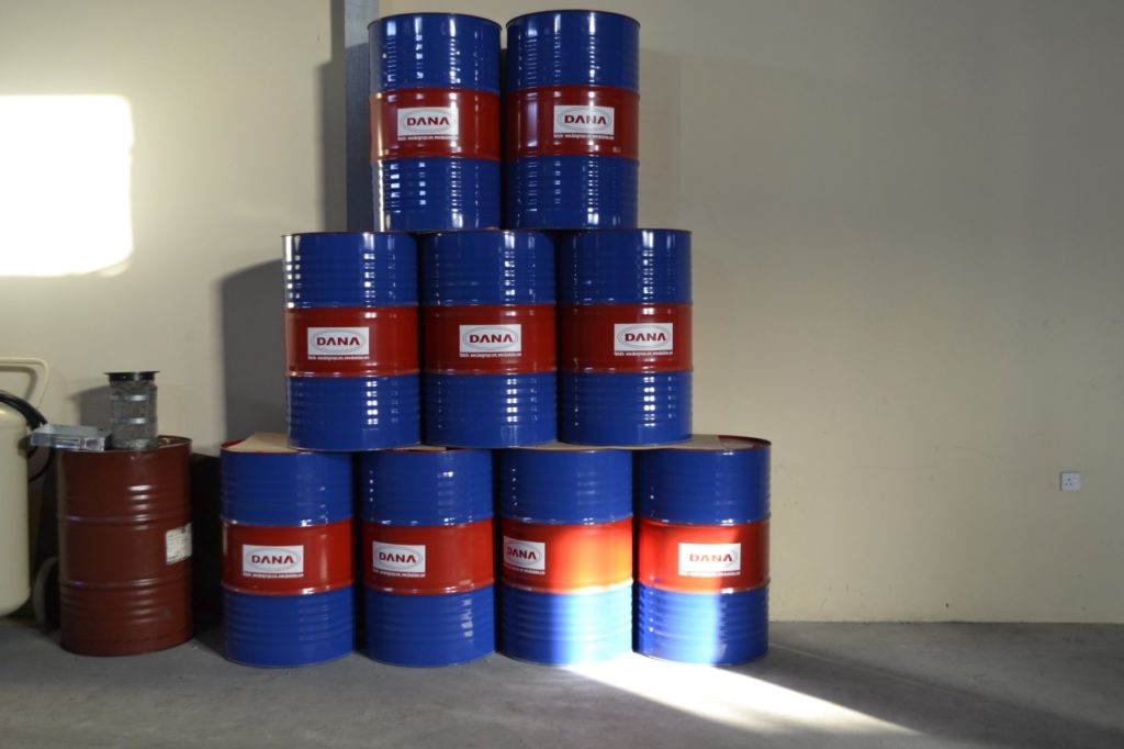 DANA shuttering oil is packed into drums and is then exported to many countries